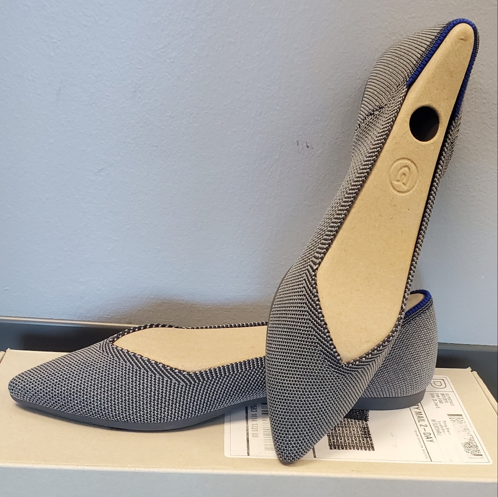 NEW Rothy's The Point Women's Gray Flats, Sz  6.5